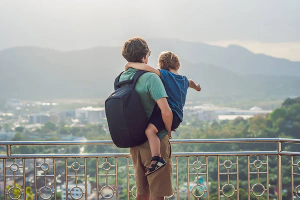 Otec Syn Vysoké Pohled Phuketu View Point Rang Hill Phuket — Stock fotografie