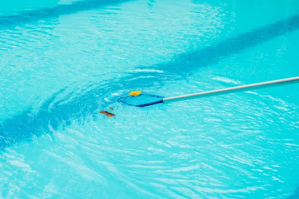 Closeup Cleaning Swimming Pool Cleaning Net Morning — Stock Photo, Image