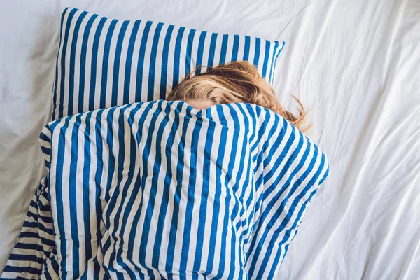 Beautiful Young Woman Lying Bed Sleeping Get Enough Sleep Concept — Stock Photo, Image