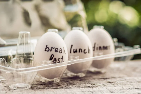 单饮食, 鸡蛋饮食, 早餐午餐晚餐 — 图库照片
