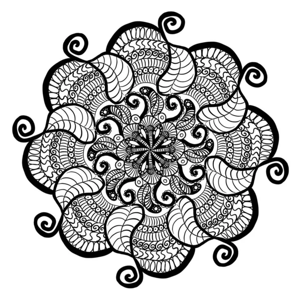 Elemento de design de ilustração de doodle de flores de Henna Mendie abstrato desenhado à mão — Fotografia de Stock