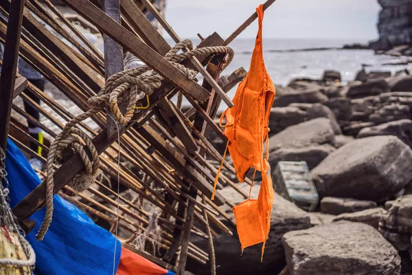 Korean fishing boats washed ashore at Tobizin Cape, Russian Island, Vlaivostok