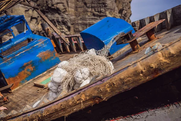Korean fishing boats washed ashore at Tobizin Cape, Russian Island, Vlaivostok