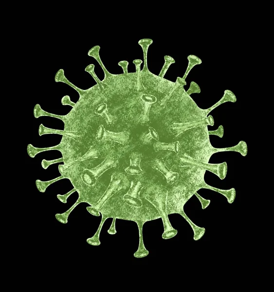 Dödligt utbrott av coronavirus. Begreppet pandemisk medicinsk hälsorisk. Sjukdomscell på svart — Stockfoto