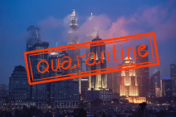 Quarantine due to coronavirus epidemic covid19 Kuala lumpur skyline at night, Malaysia, Kuala lumpur is capital city of Malaysia — Stock Photo, Image