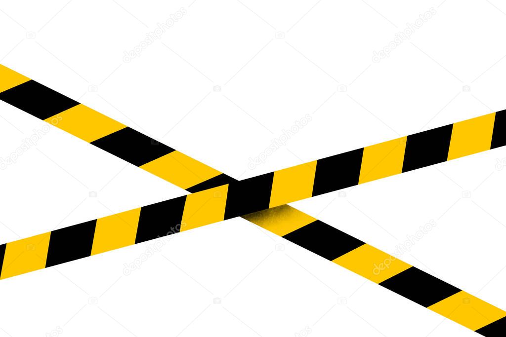 yellow tape labeled Quarantine isolated on white Monitoring compliance with the conditions of the coronavirus quarantine. Self-isolation regime