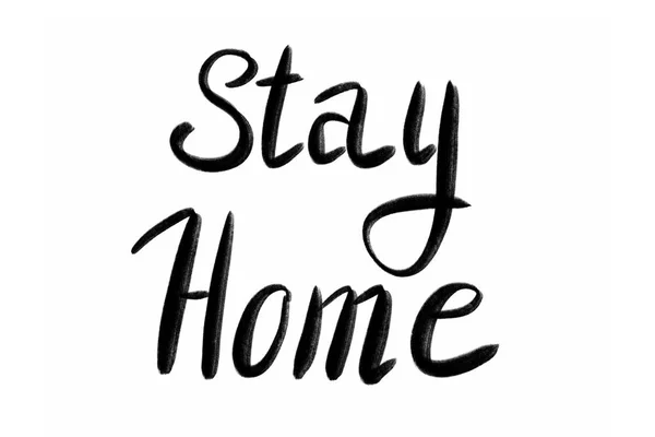 Stay home Testo scritto a mano - lettering isolato su bianco. Concetto COVID 19 del coronovirus — Foto Stock