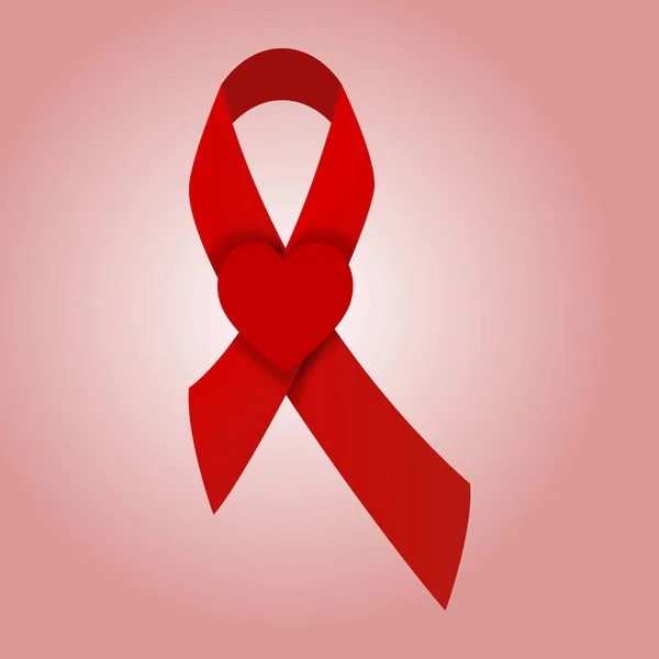 Vector Aids Conscientização Red Ribbo — Vetor de Stock