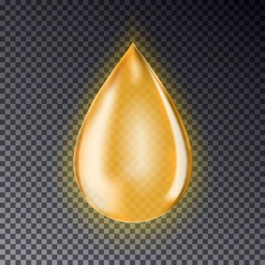 Drop of oil isolated on a transparent background. Realistic gold clipart