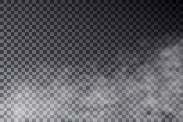 Efecto de niebla transparente vectorial aislado sobre fondo oscuro. Humo — Archivo Imágenes Vectoriales