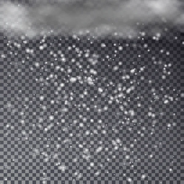 立ち下がりクリスマスは輝く雲。透明な美しい雪 — ストックベクタ