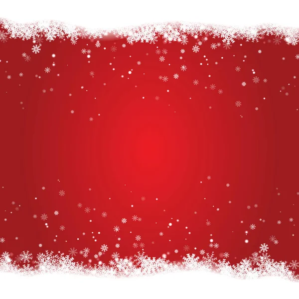 Vánoční sníh rám izolované na červeném pozadí. Vánoční dekorace pro nápisu, plakátu, karty s pozdravem. Vektorové ilustrace. — Stockový vektor