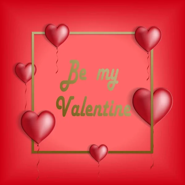 Feliz día de San Valentín y elementos de diseño de deshierbe. Globos rojos corazones con marco dorado Vector ilustración . — Archivo Imágenes Vectoriales
