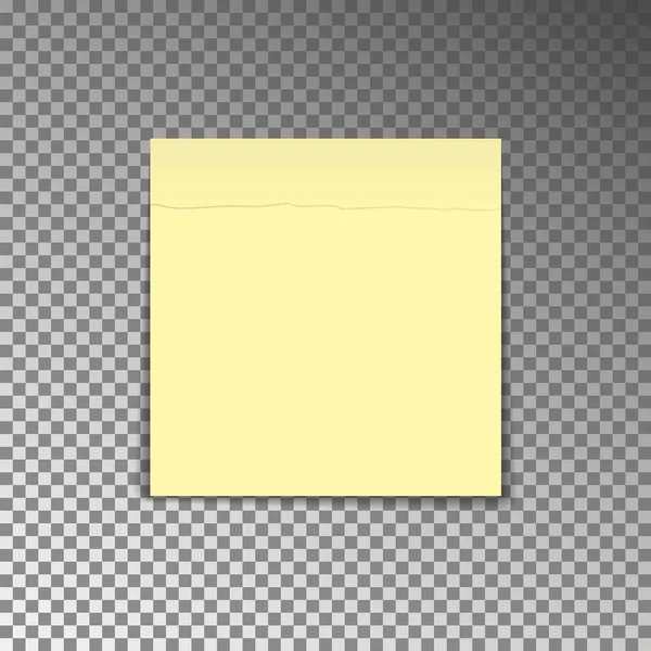 Office yellow post note. Paper sheet sticker with shadow isolated on a transparent background. Vector illustration. — Stock Vector