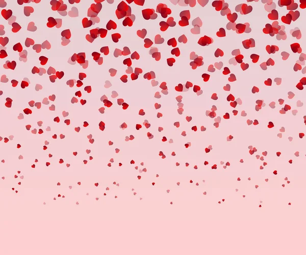Fallande röda hjärtan isolerad på rosa bakgrund. Alla hjärtans dag eller kvinnor dag Card. kärlek dekorativt vektorillustration. — Stock vektor
