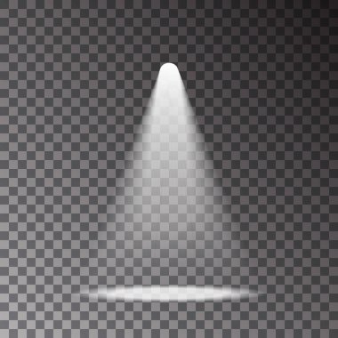 Sahne ışık Ray üzerinde şeffaf arka plan izole. Spot etkisi. Vektör çizim.