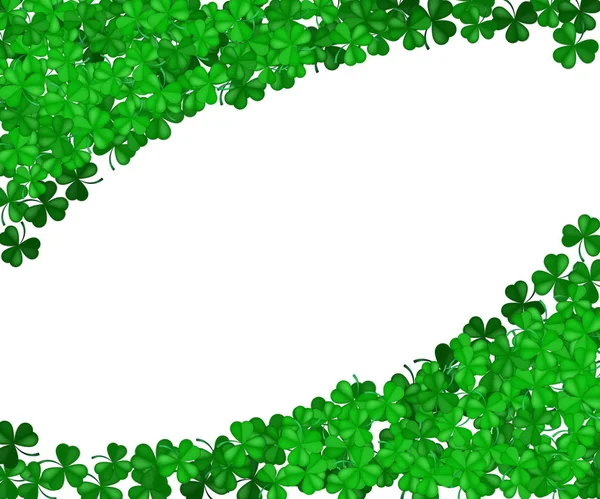 St Patricks Day jetel. Zelená hranice jetelem izolovaných na bílém pozadí. Prostor pro text. Přechodu vektorové ilustrace. — Stockový vektor