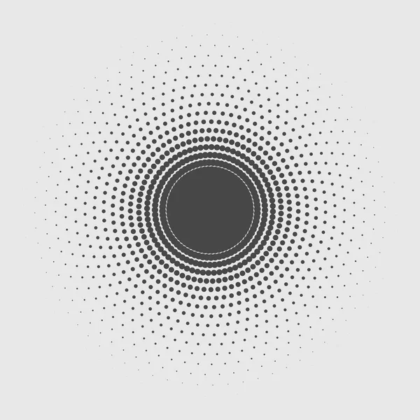 Cerchio vettoriale astratto nero isolato su sfondo grigio, elemento di design a punti mezzitoni. trendy struttura piatta. Illustrazione vettoriale . — Vettoriale Stock