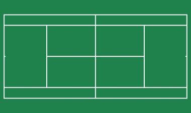 Düz yeşil büyük Tenis alanı, Tenis Kortu hattı ile Üstten Görünüm 