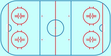 Düz buz hokeyi alan. Te satır ile buz hokeyi alanının en iyi görünümü