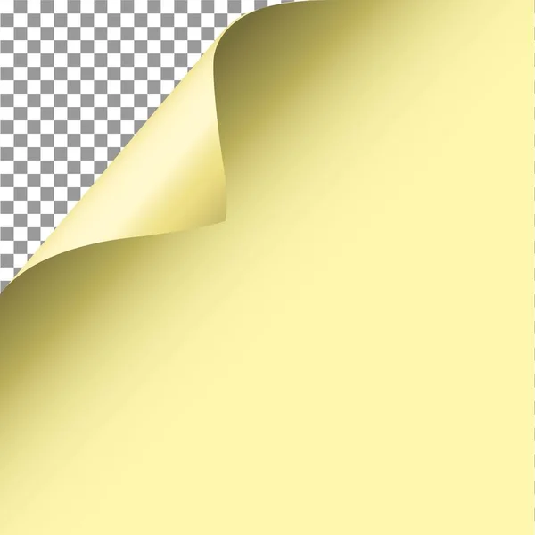 Curl vector de página de esquina. Papel amarillo . — Archivo Imágenes Vectoriales