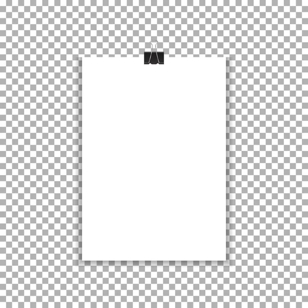 Hanging paper banner. A4 poster, hanging mockup vector. — Stock Vector