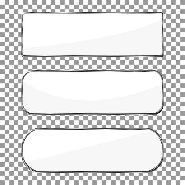 銀の金属フレームを持つ空白のバナー ボタン。クロム バナー ベクトル — ストックベクタ