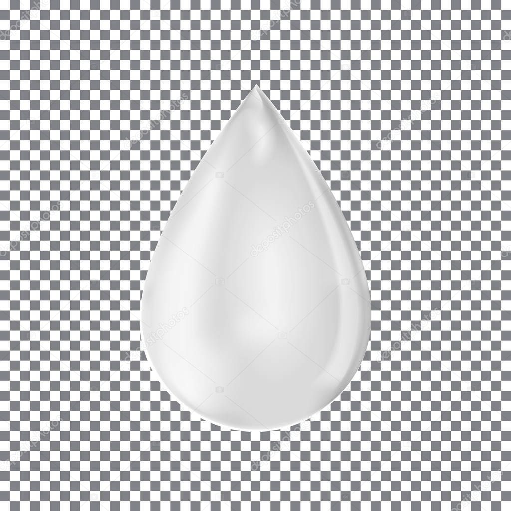 Milk drop. Transparent droplet vector.