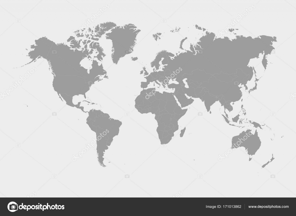 Grey World map vector isolated on white background. World map te Stock ...