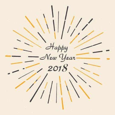 Mutlu yeni yıl 2018. Vintage havai fişek tarzı. Güzel tebrik 