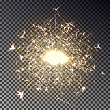 Yeni yıl maytap şeffaf arka plan üzerinde izole. Gerçekçi 