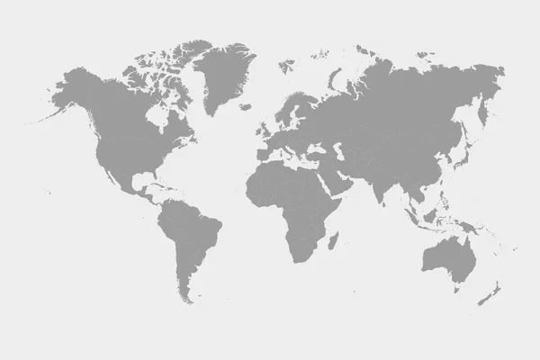灰色世界地図ベクトルは、白い背景で隔離。世界地図テ — ストックベクタ