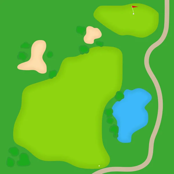 Πεδίο γκολφ γελοιογραφία. Κάτοψη του γκολφ χόρτο. Εικονογράφηση διάνυσμα. — Διανυσματικό Αρχείο