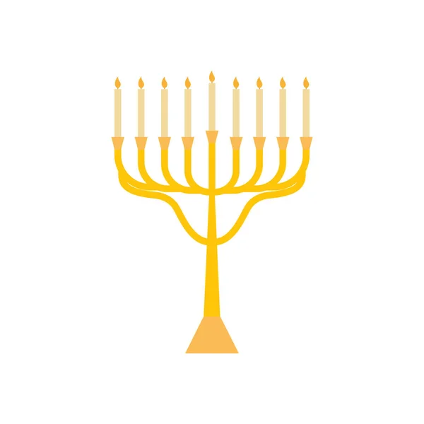 Menorah pour Hanoukka, icône de bougies de religion plate. Menorah vectorielle — Image vectorielle