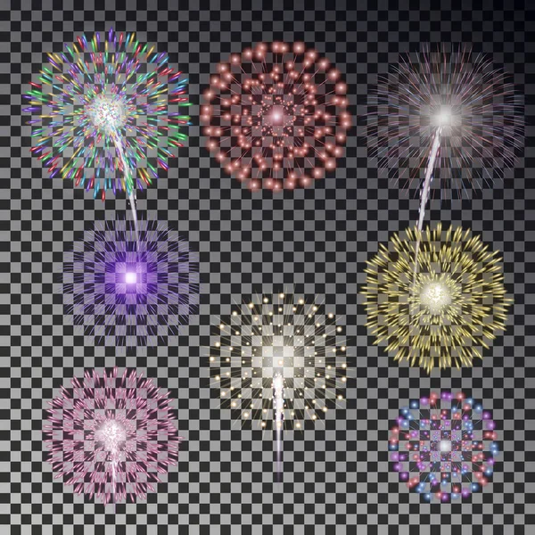 Efecto de luz de fuegos artificiales de Navidad aislado sobre fondo oscuro. RED — Vector de stock