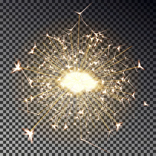 New year sparkler isolated on transparent background. Realistic — Stock Vector