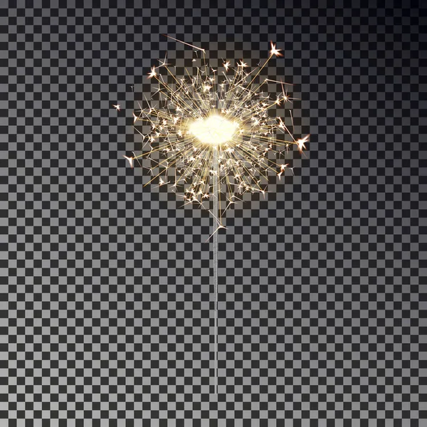 New year sparkler isolated on transparent background. Realistic — Stock Vector