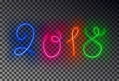 Happy 2018 yeni yıl ışık çizgi. Parlayan sihirli renkli etkisi 