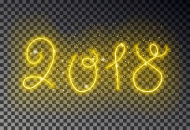 Happy 2018 yeni yıl ışık çizgi vektör. Sihirli satırıyla parlayan: s