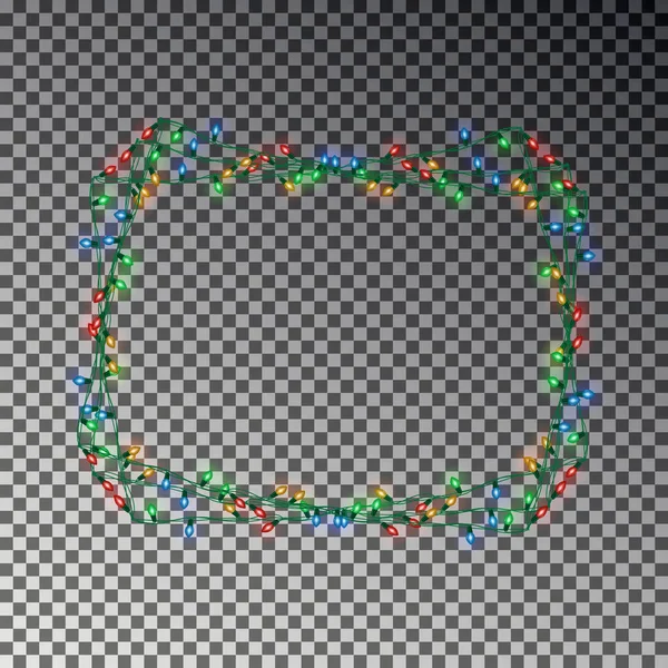 Decoração de quadro de luz de Natal. Efeito vetor corda de luz . —  Vetores de Stock