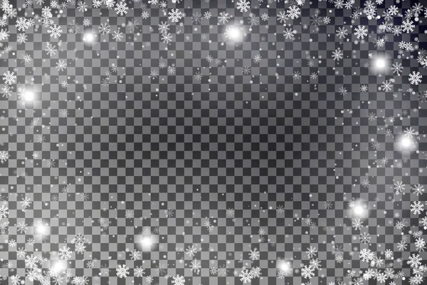 Vector de borde de copo de nieve. Navidad caída de nieve marco . — Archivo Imágenes Vectoriales