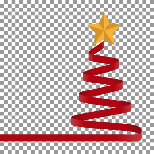 Χριστουγεννιάτικο δέντρο αστέρι και κόκκινη κορδέλα — Διανυσματικό Αρχείο
