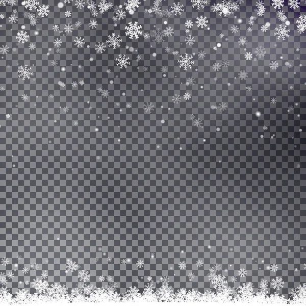 Snowflake border vector. Christmas falling snow. — Stock Vector