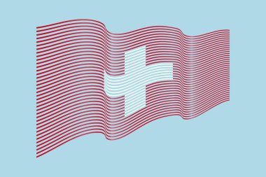 İsviçre bayrağı vektör mavi zemin üzerine. Dalga çizgili bayrak, l