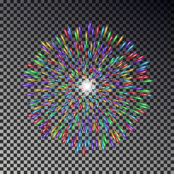 Coloridos fuegos artificiales en el cielo. Firecracker vector aislado . — Vector de stock