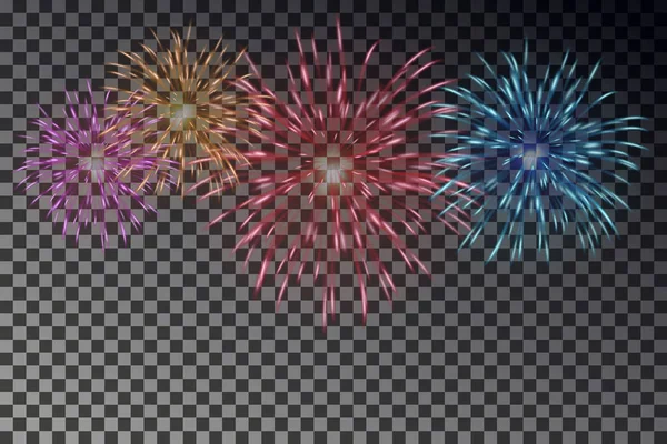 Colorful fireworks on sky. Firecracker vector isolated. — Stock Vector
