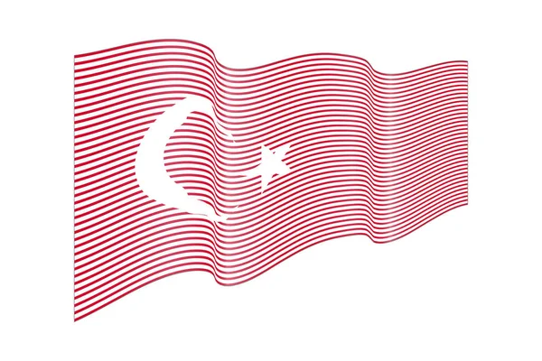 Vetor bandeira da Turquia em fundo branco. Bandeira de listras de onda, linha — Vetor de Stock