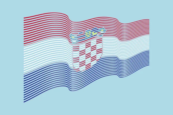 Vettore bandiera Croazia su sfondo blu. Bandiera a strisce d'onda, linea — Vettoriale Stock