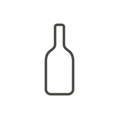 Şarap şişesi simge vektör. Anahat alkol, satır içki sembolü.