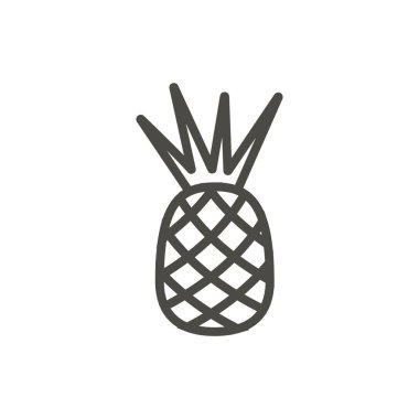 Ananas simge vektör. Anahat gıda, satır tropikal meyve sembolü.